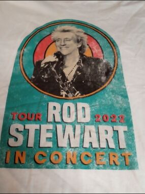 Rod Stewart Tour 2022 Teal and White Concert Shirt Size Large